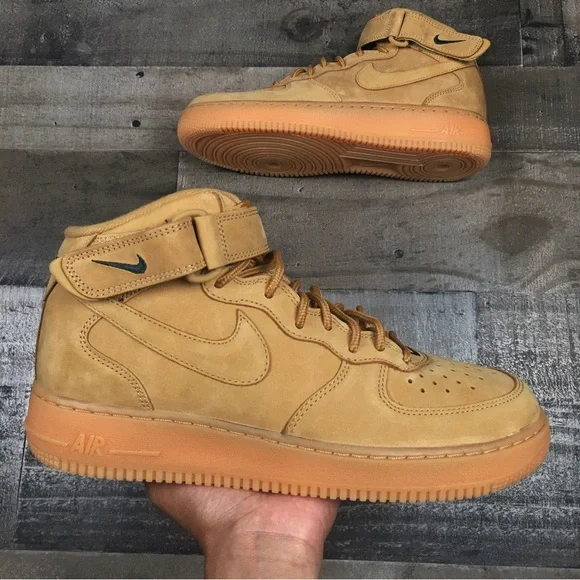 Nike Air Force 1 Mid Flax Sneakers 07 PRM QS One Nikes Shoes 8 Mens 715889-200 - Picture 2 of 16